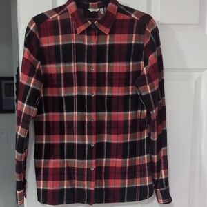 Woolrich Plaid Flannel Relaxed Fit Long Sleeve Button Down Shirt Red Burgundy M